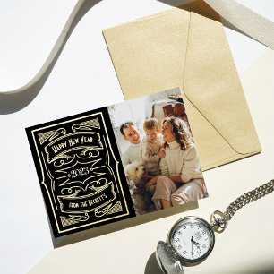 Carte De Vœux En Aluminium Typographie De Gatsby Des Années 1920 Photo Réelle