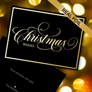 Carte De Vœux En Aluminium Typographie de Noël Élégante Minimaliste Noire