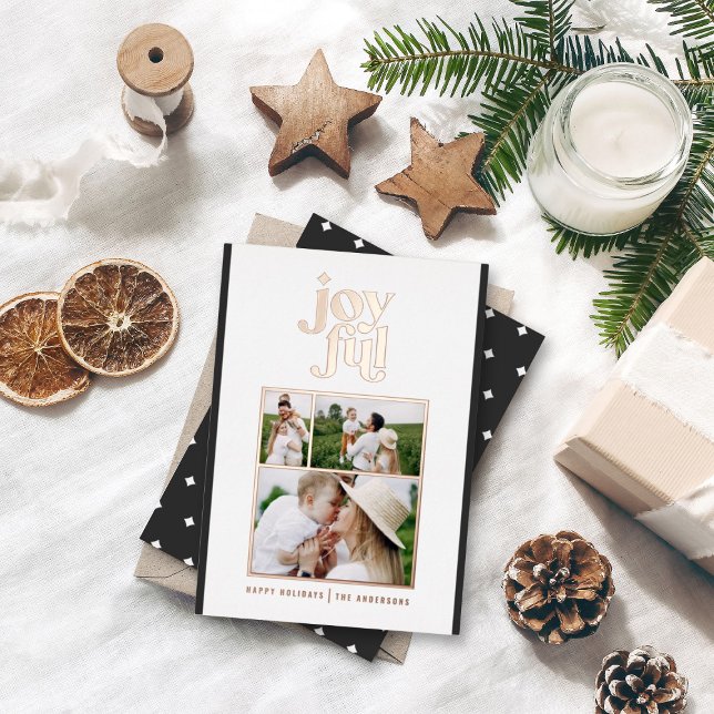 Carte De Vœux En Aluminium Typographie de Noël minimaliste noir blanc moderne (Créateur téléchargé)