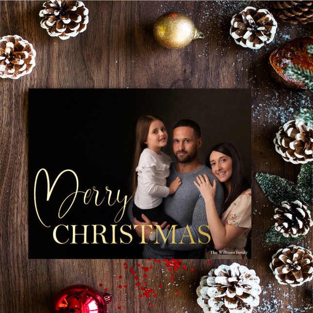 Carte De Vœux En Aluminium Typographie élégante Joyeux Noël Photo (Créateur téléchargé)