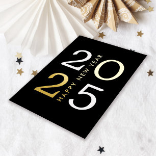 Carte De Vœux En Aluminium Typographie minimale simple Bonne Année 2025