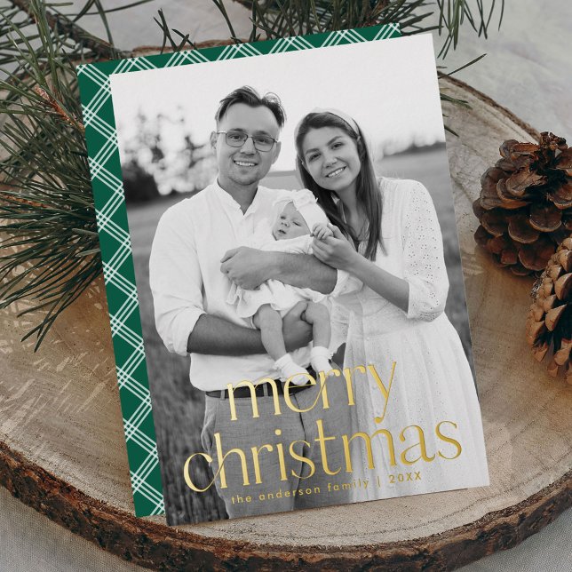 Carte De Vœux En Aluminium Typographie Or moderne Joyeux Noël Photo (Créateur téléchargé)