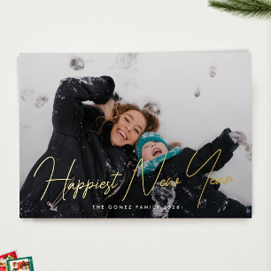 Carte De Vœux En Aluminium Typographie photo simple et élégante Bonne année