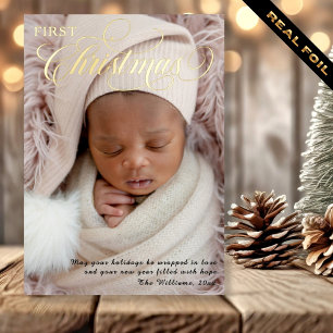 Carte De Vœux En Aluminium Typographie pour le premier Noël de bébé