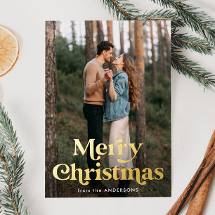 Carte De Vœux En Aluminium Typographie rétro Joyeux Noël Photo