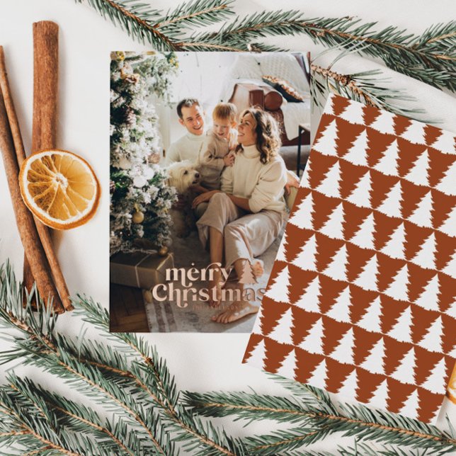 Carte De Vœux En Aluminium Typographie rétro photo plein format moderne (Créateur téléchargé)