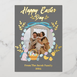 Carte De Vœux En Aluminium Typographie simple et élégante Pâques Famille une 