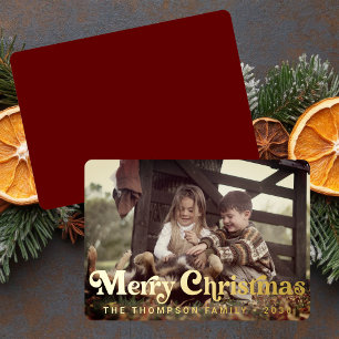 Carte De Vœux En Aluminium Typographie simple et tendance Retro Noël photo