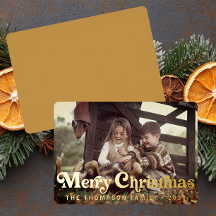 Carte De Vœux En Aluminium Typographie simple et tendance Retro Noël photo