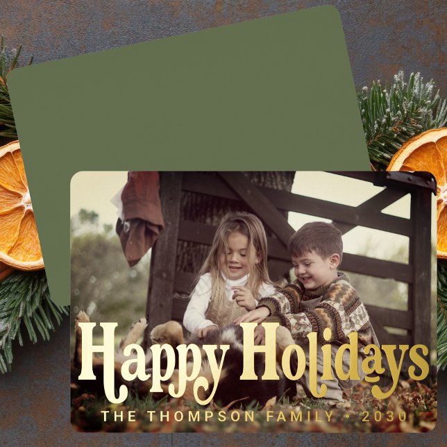 Carte De Vœux En Aluminium Typographie simple et tendance Retro Noël photo (Créateur téléchargé)