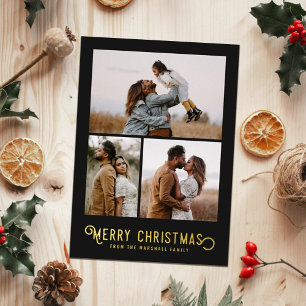 Carte De Vœux En Aluminium Typographie vintage Oranges d'hiver Photo Noël