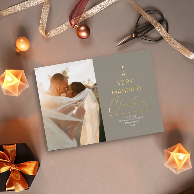 Carte De Vœux En Aluminium Un script de Noël très marié Taupe Or (Créateur téléchargé)