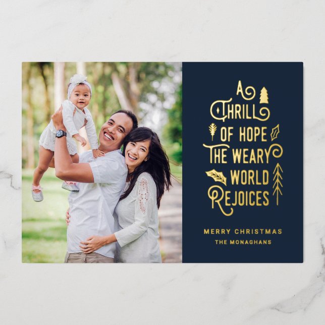 Carte De Vœux En Aluminium Une frisson d'espoir | Photo moderne Noël (Recto)