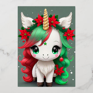 Carte De Vœux En Aluminium Unicorne de Noël