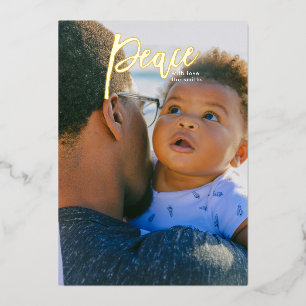 Carte De Vœux En Aluminium Véritable Gold Letting Paix Photo de Noël