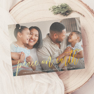 Carte De Vœux En Aluminium Véritable paix Foil sur Terre Photo Noël