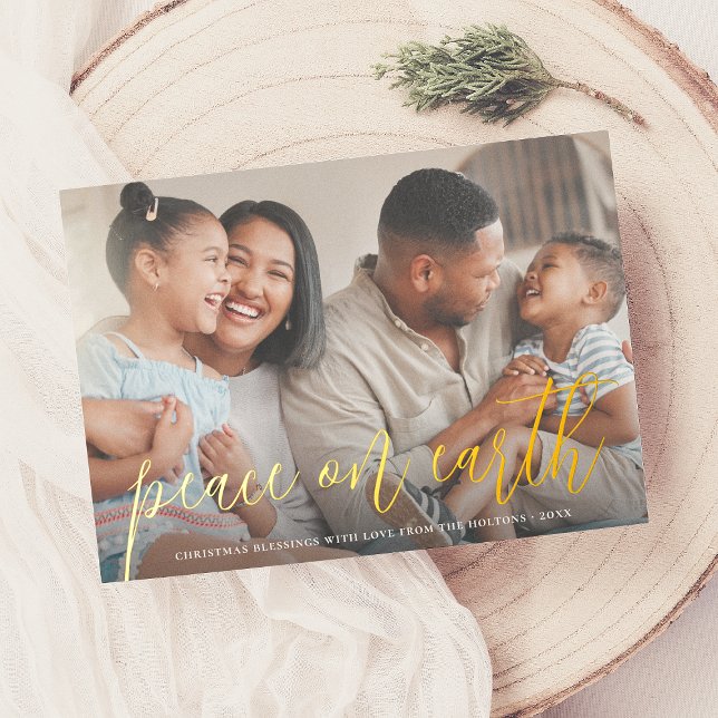 Carte De Vœux En Aluminium Véritable paix Foil sur Terre Photo Noël (Créateur téléchargé)
