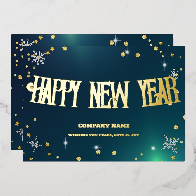 Carte De Vœux En Aluminium Vert Festif 2024 Ruban Rouge Entreprise (Recto/Verso)