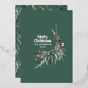 Carte De Vœux En Aluminium Vert moderne élégante aquarelle botanique botaniqu