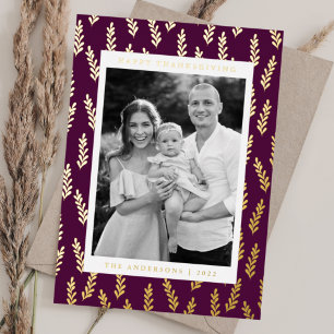 Carte De Vœux En Aluminium Viande violette et dorée Photo Thanksgiving