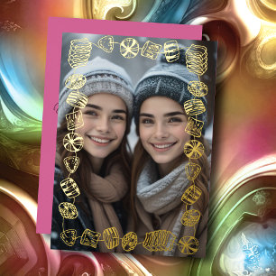 Carte De Vœux En Aluminium Vieux cadre de bonbons et votre photo