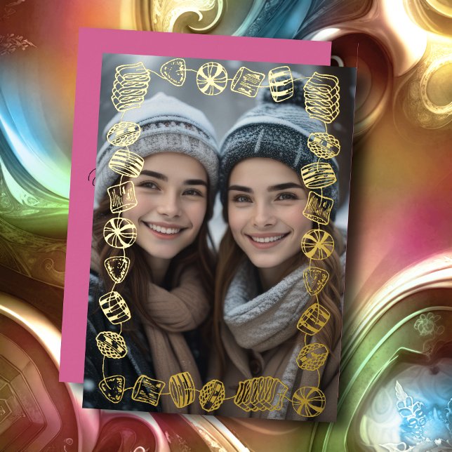 Carte De Vœux En Aluminium Vieux cadre de bonbons et votre photo (Créateur téléchargé)