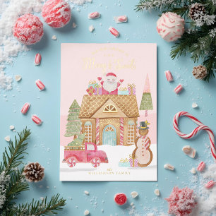 Carte De Vœux En Aluminium Village de bonbons en pain d'épices à l'aquarelle 