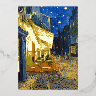 Carte De Vœux En Aluminium Vincent van Gogh - Café Terrasse en soirée