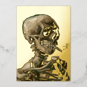 Carte De Vœux En Aluminium Vincent van Gogh - Crâne avec cigarette brûlante