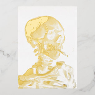 Carte De Vœux En Aluminium Vincent van Gogh - Crâne avec cigarette brûlante