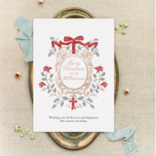 Carte De Vœux En Aluminium Vintage Christmas Holiday Gold Crest