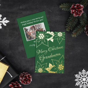 Carte De Vœux En Aluminium Vintage Élégant Floral Joyeux Noël Grand-mère