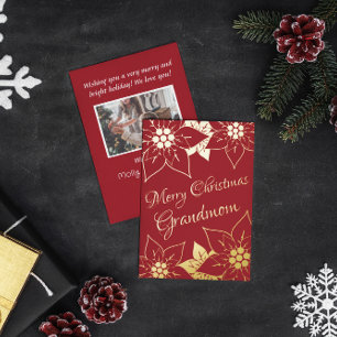 Carte De Vœux En Aluminium Vintage Élégant Rouge Joyeux Noël Grand-mère