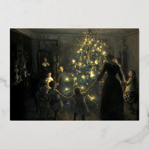 Carte De Vœux En Aluminium Vintage ère victorienne Joyeux sapin de Noël