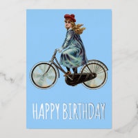 Vintage fille à vélo - Anniversaire