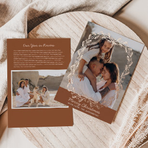 Carte De Vœux En Aluminium Vintage Floral Frame Real Foil 2 Photo Noël