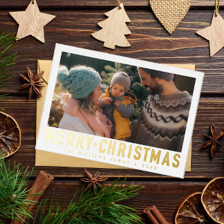 Carte De Vœux En Aluminium Vintage Joyeux Noël Retro Typographie | Rouge