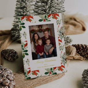 Carte De Vœux En Aluminium Vintage Noël Motif de verdure