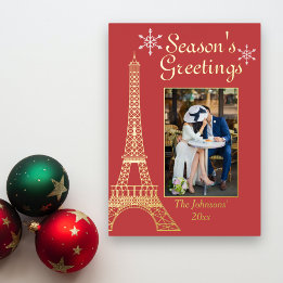 Carte De Vœux En Aluminium Vœux de saison photo Rouge Couple de Noël