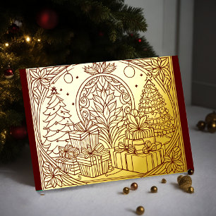 Carte De Vœux En Aluminium Vos couleurs Foil de la scène de Noël