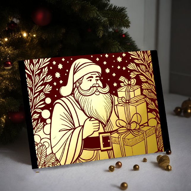 Carte De Vœux En Aluminium Vos couleurs Noël Père Noël Huile (Créateur téléchargé)