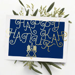 Carte De Vœux En Aluminium Votre étoile des couleurs de David Menorah Bonne H<br><div class="desc">Étoile de David Menorah Happy Hanoukka</div>