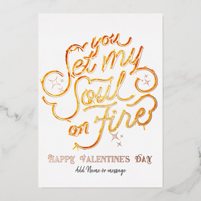 Carte De Vœux En Aluminium Vous mettez mon âme en feu Saint-Valentin Annivers (Recto)