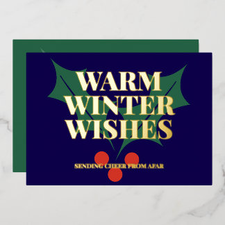 Carte De Vœux En Aluminium Warm Winter Wishes Christmas Holly 