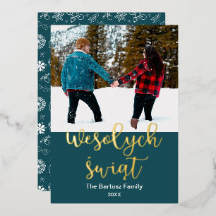 Carte De Vœux En Aluminium Wesołych świąt, polonais Joyeux Noël Elégant