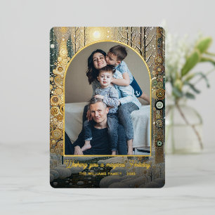 Carte De Vœux En Aluminium Whimsical Abstrait Winter Wonderland Art Gold