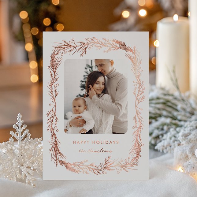 Carte De Vœux En Aluminium Winter Botanical Foliage Leaves Berries Christmas (Créateur téléchargé)