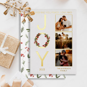 Carte De Vœux En Aluminium Wishing You Peace Love and Jove 3 Photo Noël