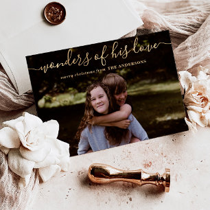 Carte De Vœux En Aluminium Wonders Of His Love Custom Photo Christmas Gold 