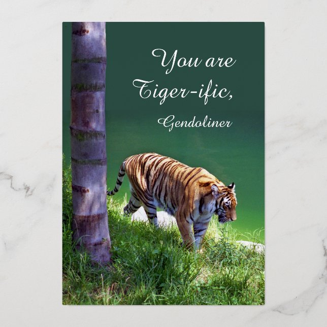 Carte De Vœux En Aluminium You are Tiger-ific -- Bengal Tiger (Verso)